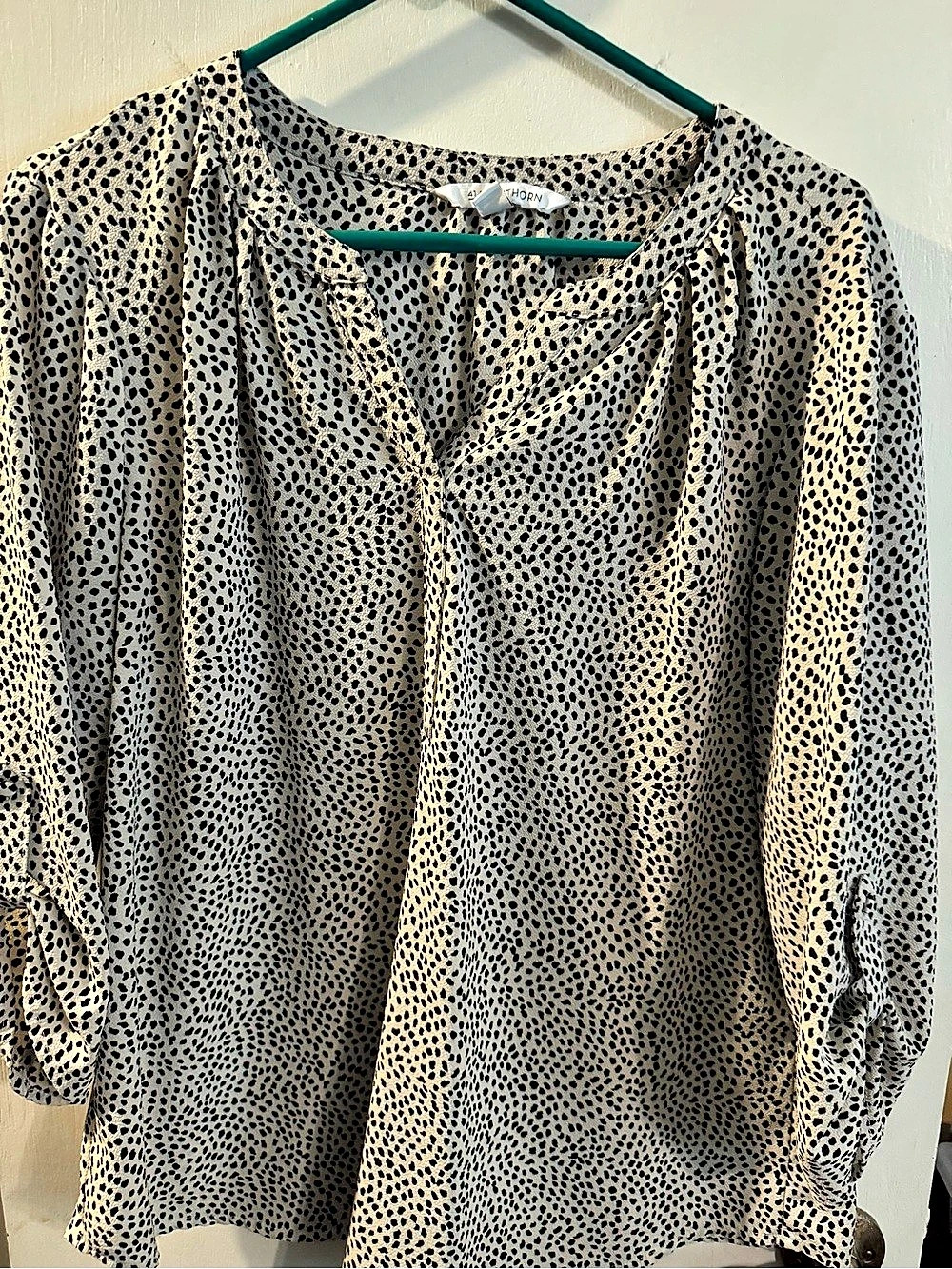 41 Hawthorn Animal Print Blouse in Cream & Black Size XL